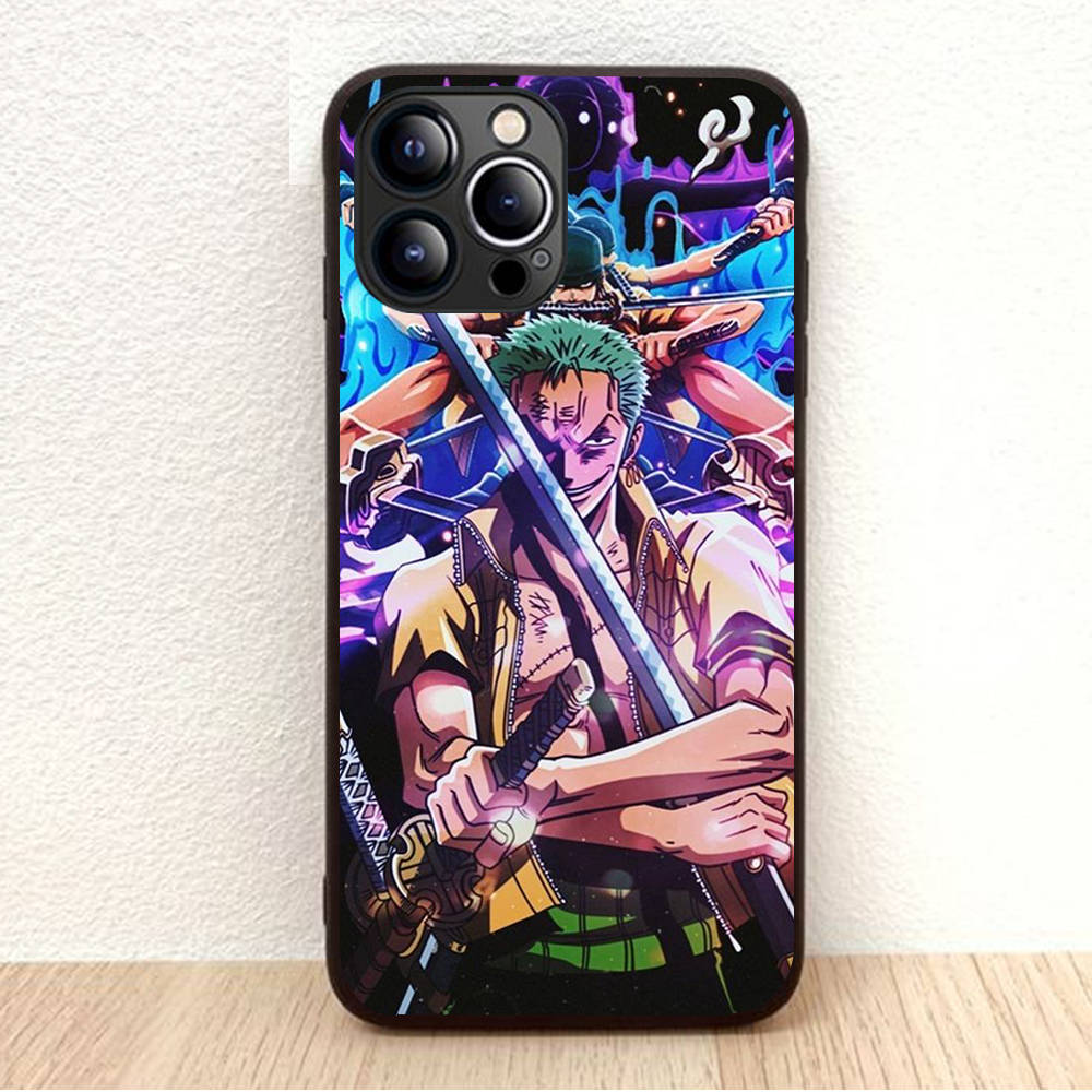 BW-2 Anime One Piece Soft Black Case for iPhone XR 14 15 11 12 13 6 7 8 X XS Pro Max Samsung S22 S23 S21 S24 FE Ultra S8 Plus