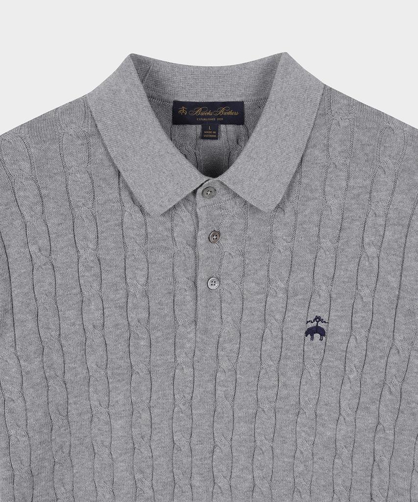 BROOKS BROTHERS Хлопковый свитер-поло с косами, с коротким рукавом (серый) (Bbwtmo204Awfm)