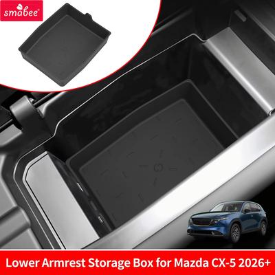 Smabee for Mazda CX-5 CX5 2026 Car Center Armrest Lower Storage Box TPE Tray Organizers Accessories Tidying Black F4