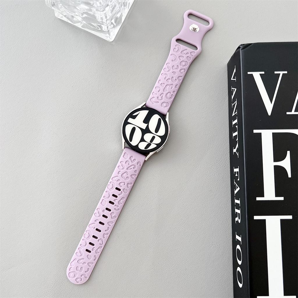 Ремешок с леопардовой гравировкой 20 мм, 22 мм для Samsung Galaxy Watch 6, 5, 4, 40 мм, 44 мм, силиконовый милый ремешок Gear S3 6, классический, 43 мм, 47 мм, Active 2