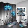 4 PCS Full Set Bathroom Set Shower Curtain Bath Non-Slip Floor Mat Carpet Home Bathroom