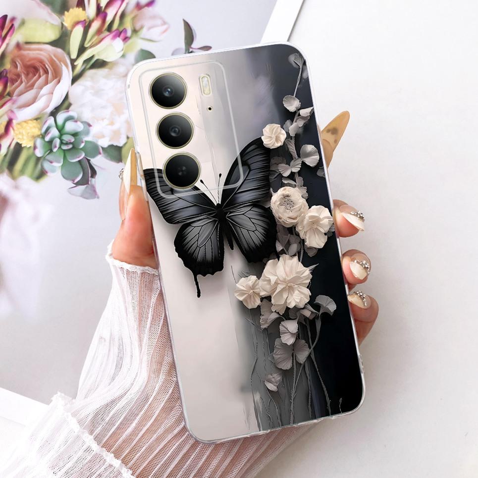 Мягкий прозрачный силиконовый чехол для телефона Realme C75 C75x RMX3941 Чехол для телефона Мультяшный Кот Дракон Цветок Бабочка Рисунок Задняя крышка