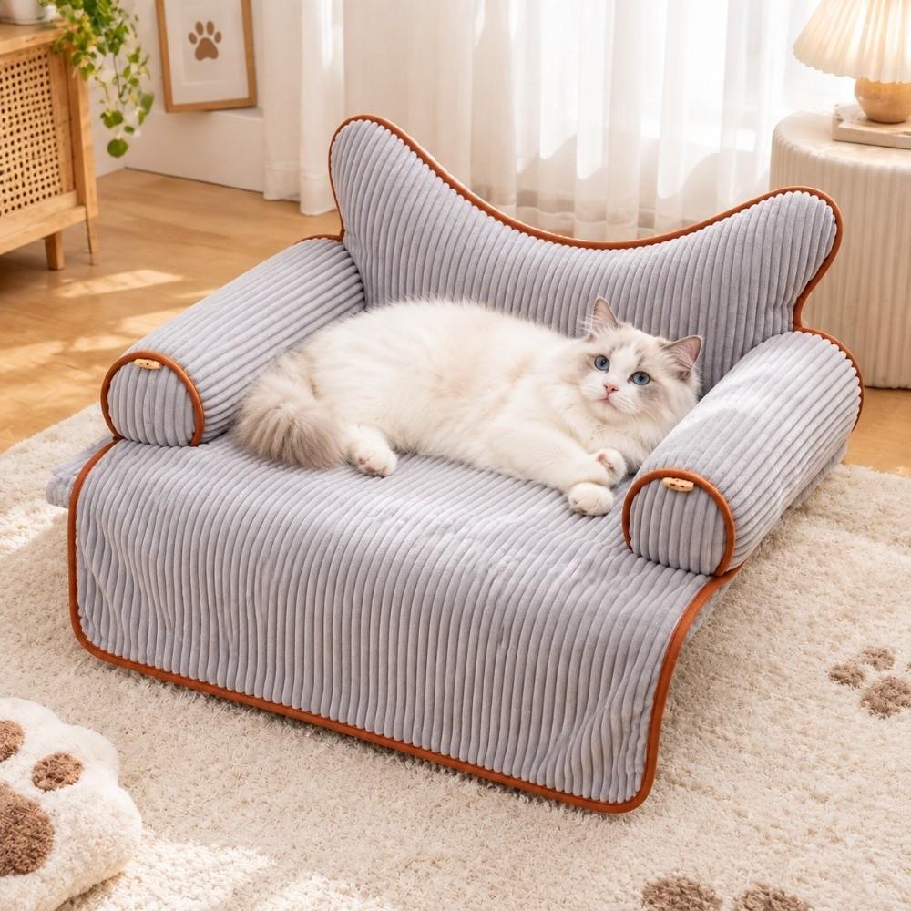 Non-Slip Winter Warm Cat Nest With Pillow Cozy Cat Bed Washable Dog Sofa Cushion Living Room
