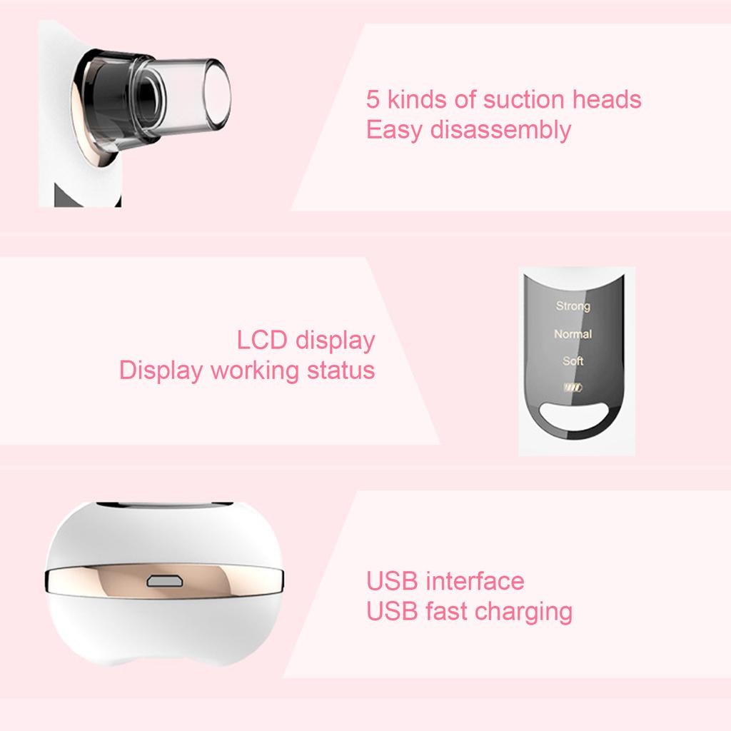 Электрический аппарат для удаления черных точек 3 силы глубокое очищение пор кожи пылесос белый