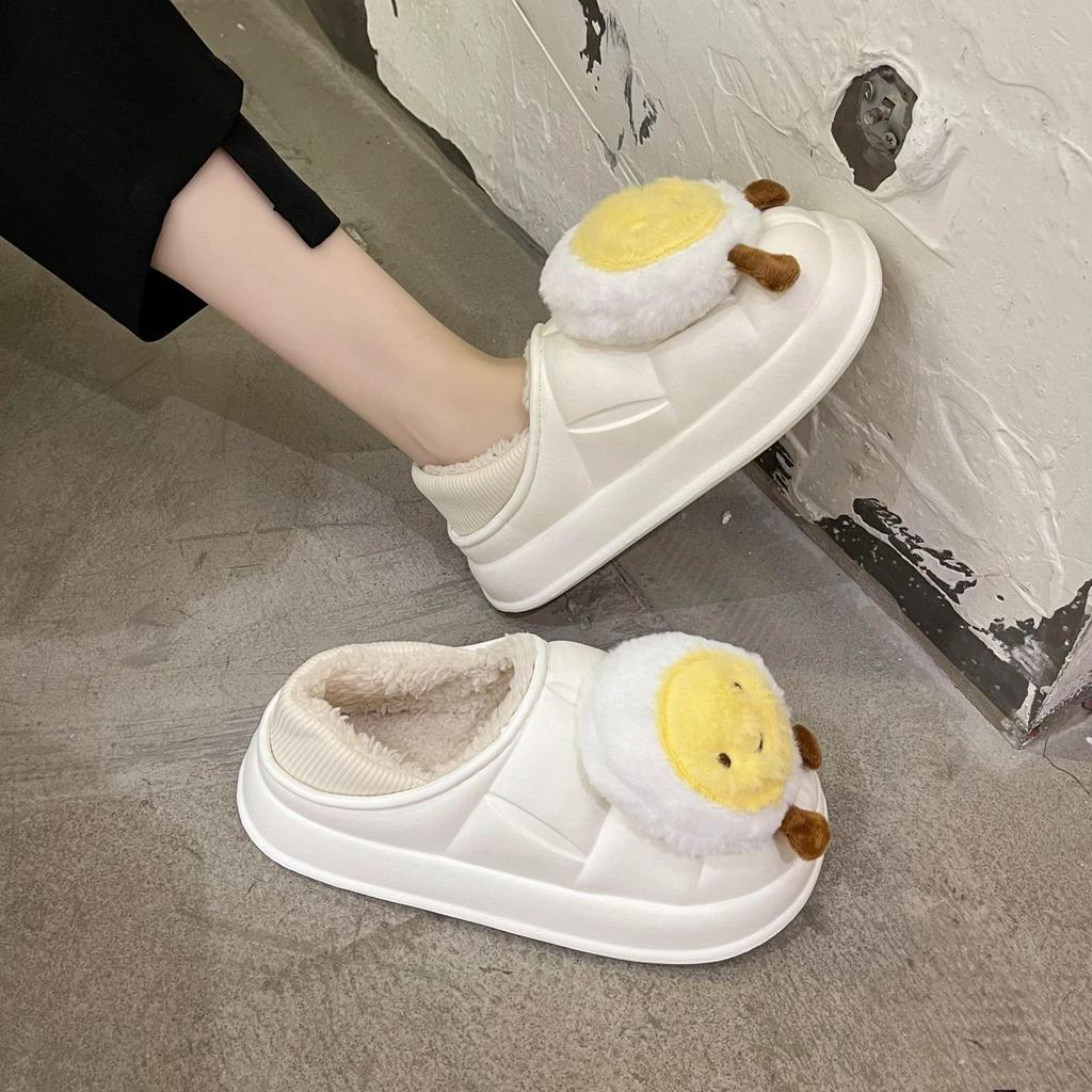 Модные удобные тапочки на танкетке, хлопковые тапочки, женские зимние 2025, новые, бархатные, для девочек, милые мультяшные хлопковые туфли, детские