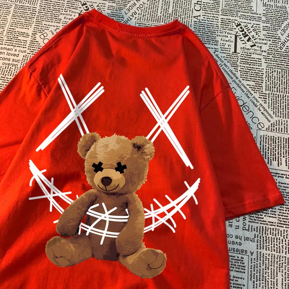 Футболка с рисунком «Пойманный бурый медведь» для мужчин и женщин, качественные футболки для пар, летние свободные футболки, винтажные хлопковые топы для пар