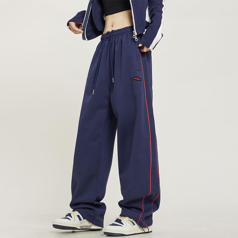 Hippie Black Striped Jogging Sweatpants Women Vintage Harajuku Streetwear Oversized Sports Pants Drawstring Mopping Trousers