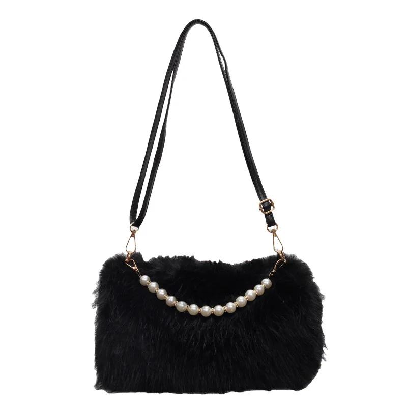 Универсальная иностранная новая модная осенне-зимняя шерстяная женская сумка, плюшевая нишевая повседневная сумка через плечо