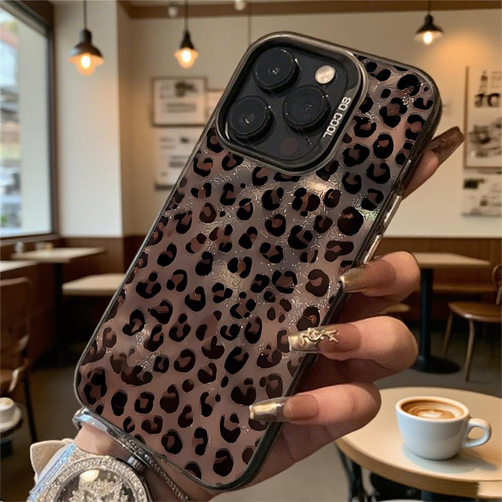 Ударопрочный чехол для телефона с принтом леопарда для Iphone 16 15 14 13 12 11 Pro Max/Mini Защита от царапин Премиальная жесткая крышка