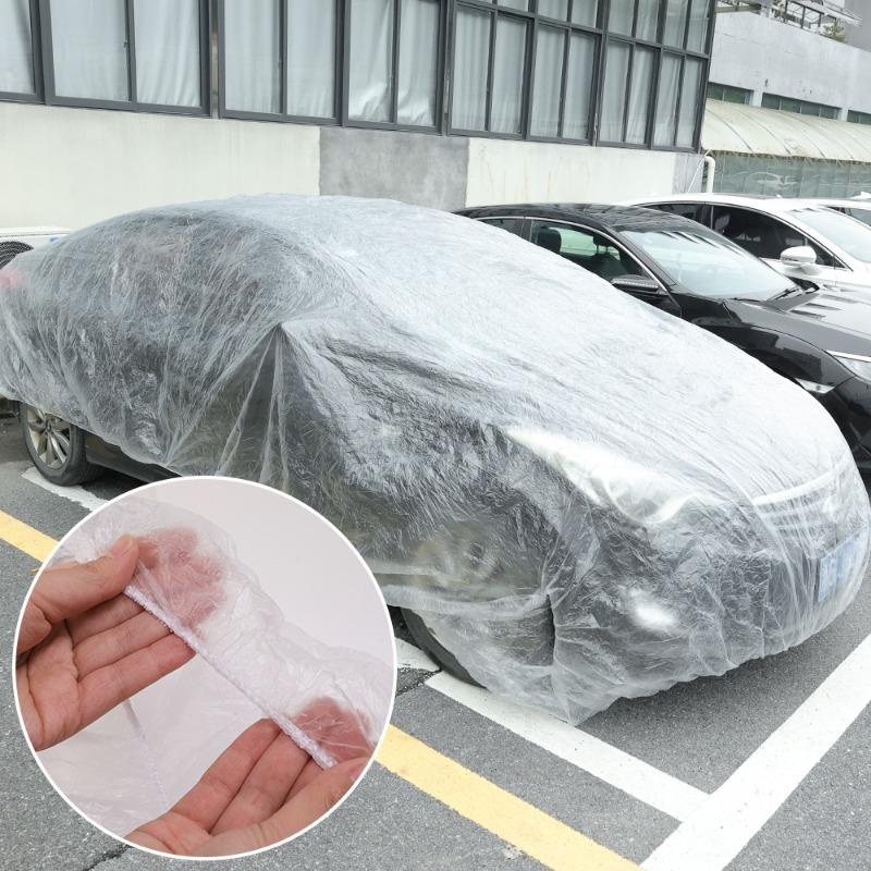Disposable Transparent Car Cover Universal Thickened PE Film Car Rainproof Dust Prevention Cover Automatic Exterior Accessories