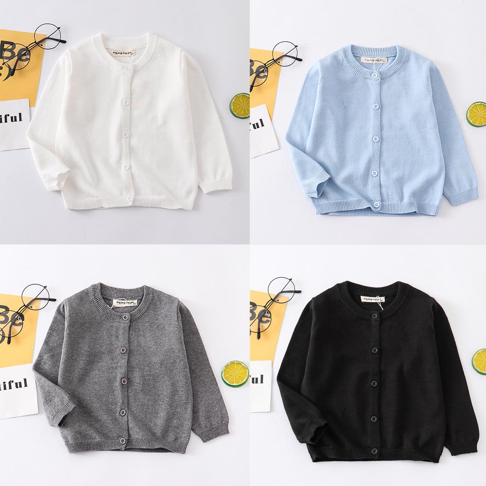 Baby Clothes Boys Cardigan Soft Cotton White Black Gray Light Blue Toddler Girls Sweaters Kids Cardigans