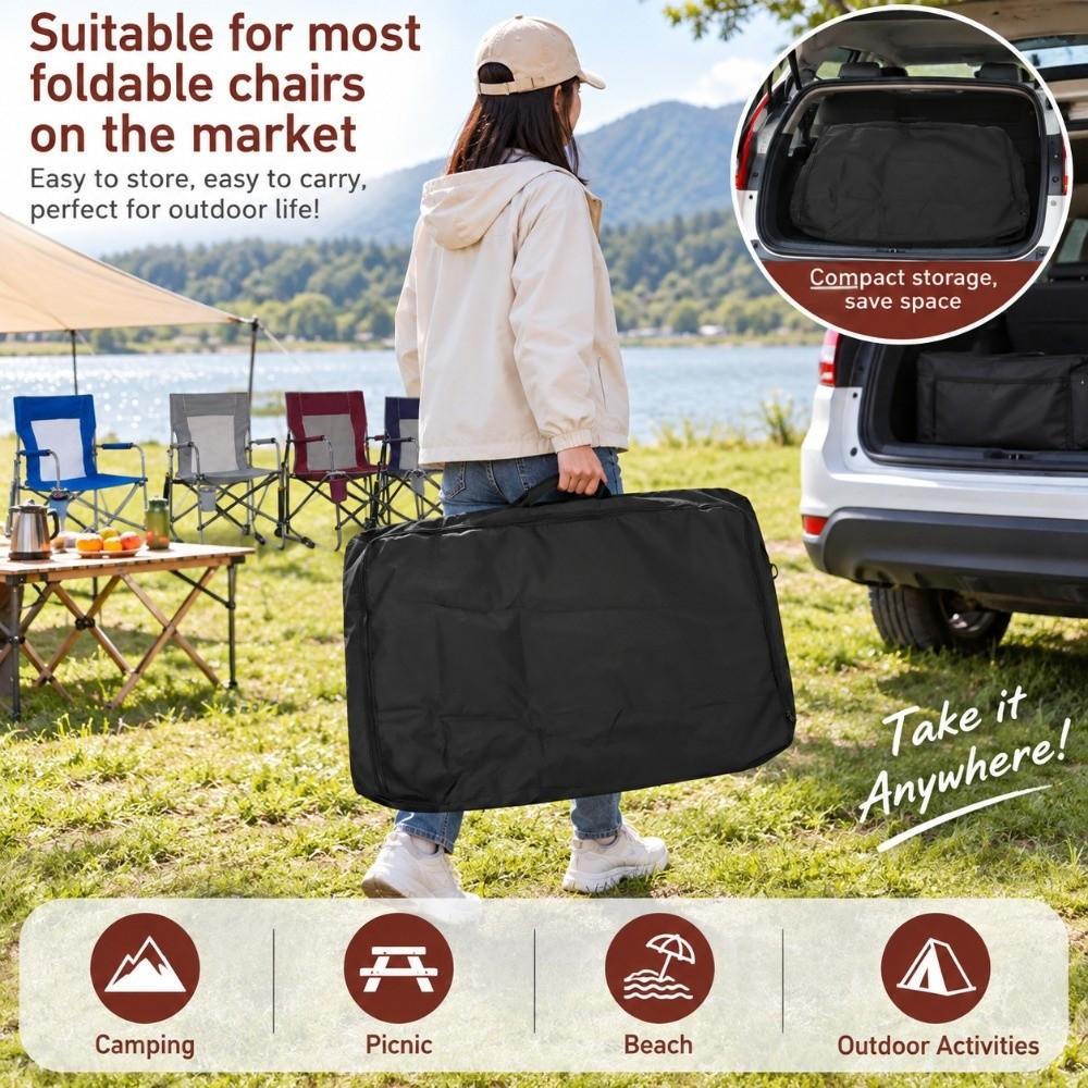 Zippered Pocket Camping Chair Storage Bag Adjustable Shoulder Strap Travel Case Hiking