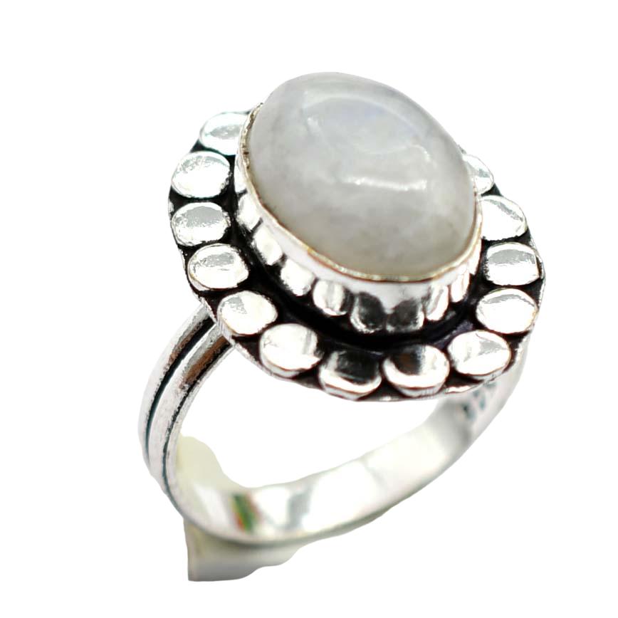 Moonstone Ethnic Handmade Ring Jewelry US Size-8.25 R 5665