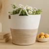 Laundry Storage Basket Cotton Rope Beige White 45x40cm