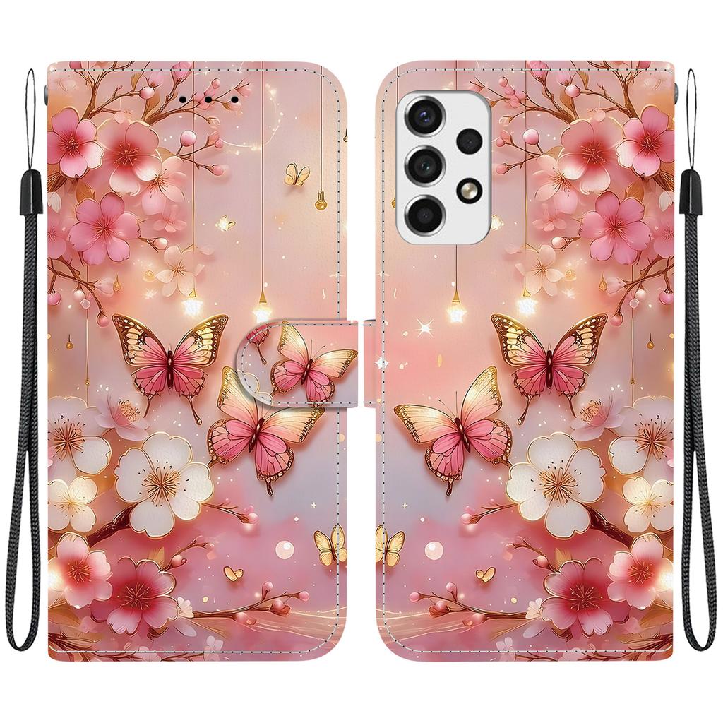 Handmade PU Leather Flip Case for Samsung Galaxy A53 5G (A536B/A536U/A536...)- Anti-Slip Shockproof Cover with Wrist Strap & Heart/Rose Cat Designs