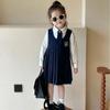 Весенне-осеннее детское платье в консервативном стиле, топ на бретелях, плиссированные платья + рубашка с длинными рукавами и вышивкой этикеток, официальная одежда для девочек, униформа