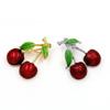 Fashion Cute Red Enamel Brooches for Kids Cherry Brooch Corsage Small Bouquet Hijab Pins Feminino Party Dress Accessories Gifts