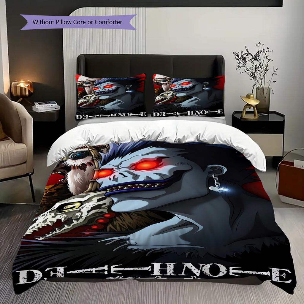 Dark Anime Trio Mystery Power Three-piece set (1 * duvet cover + 2 * pillowcase, without core) 2D Flat Bedding set Duvet cover and pillowcase