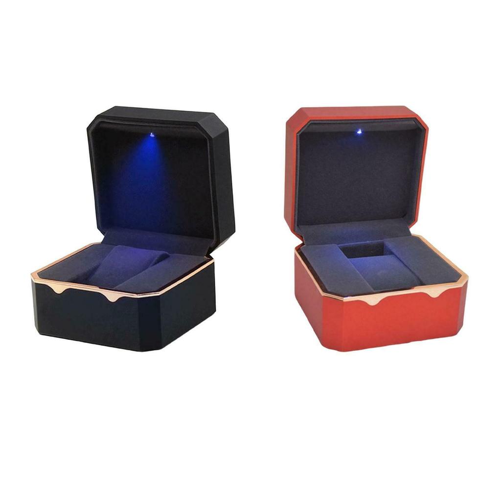 Flannel Luxury Watch Case with LED Light Single Slot Antidust Display Storage Holder Gift Jewelry Box Watch Accessories