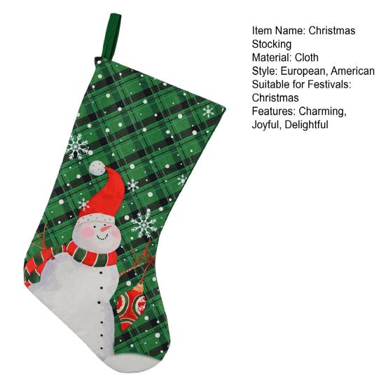 Рождественский чулок 18" Большой Каминные Подвесные Носки с Рисунком Санты Снеговика Рождественские Конфетные Мешки для Праздничного Украшения Стены Дерева