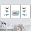Акварельная живопись на холсте с мультяшными рыбками, постеры и принты для домашнего дизайна, скандинавские минималистичные настенные художественные картинки без рамки