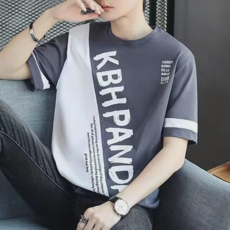 Новая мужская футболка свободного кроя с коротким рукавом Ice Silk со стальным принтом — тренд весны/лета