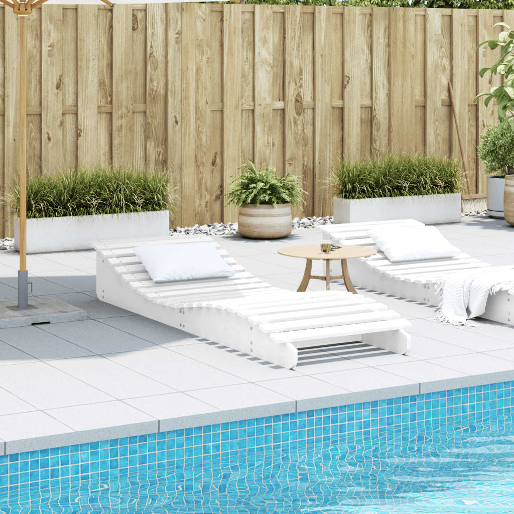 White Sun Lounger 205 x 70 x 31.5 cm Solid Pine Wood