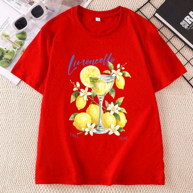 Limoncello Capri Italy Tshirt Cotton Casual Round Neck Graphic Tee Unisex Summer Short Sleve Printed Tshirts Casual Unisex