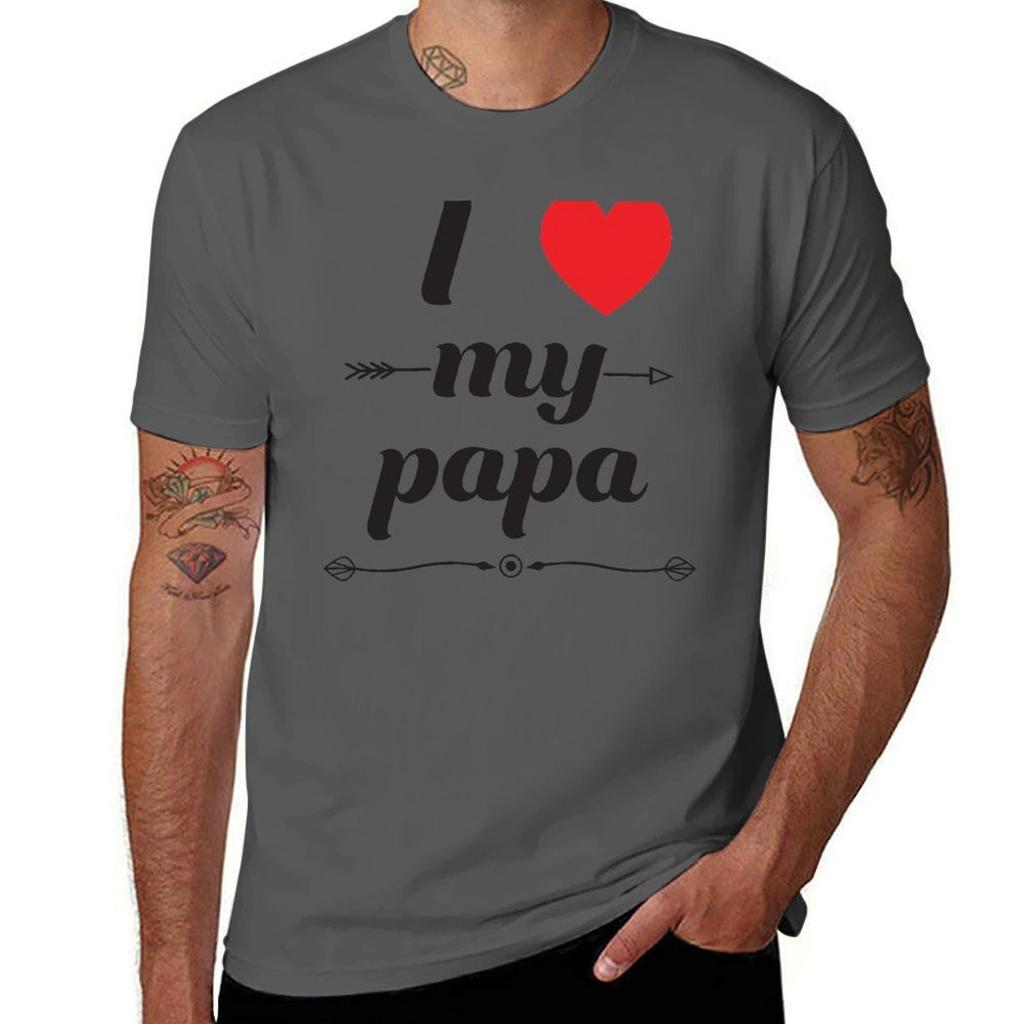 Я люблю мою футболку Papa t-shirt мужчина простая мужская футболка хлопок 100% Футболка