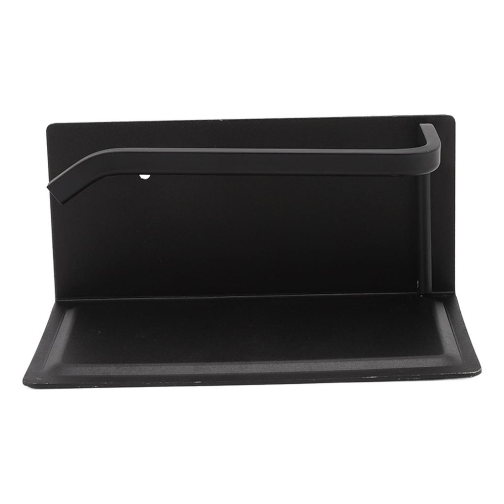 Wall Mounted Tissue Holder Toilet Tissue Bracket Bathroom Paper Roll Hanger with Phone Shelf Black
