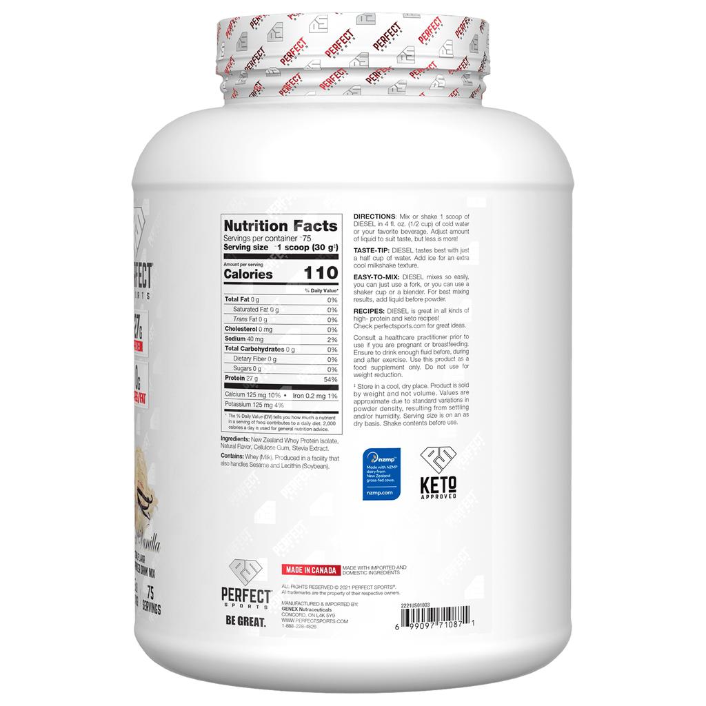 PERFECT Sports, Diesel, New Zealand whey isolate, French vanilla, 2.27 kg (5 lb)