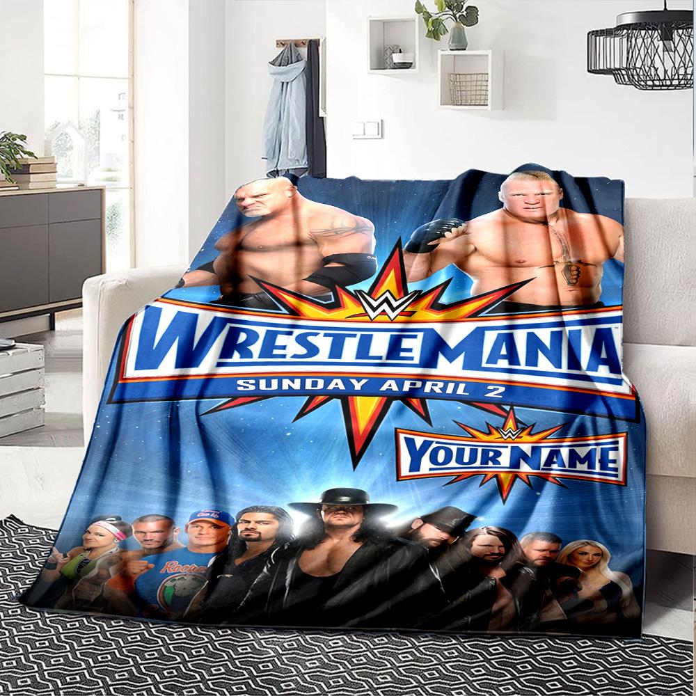 Wrestlemania Personalized Name Blanket Lightweight Personalized Blanket Warmthful Decor Suitable for Picnics Livingroom Nap Home Decor