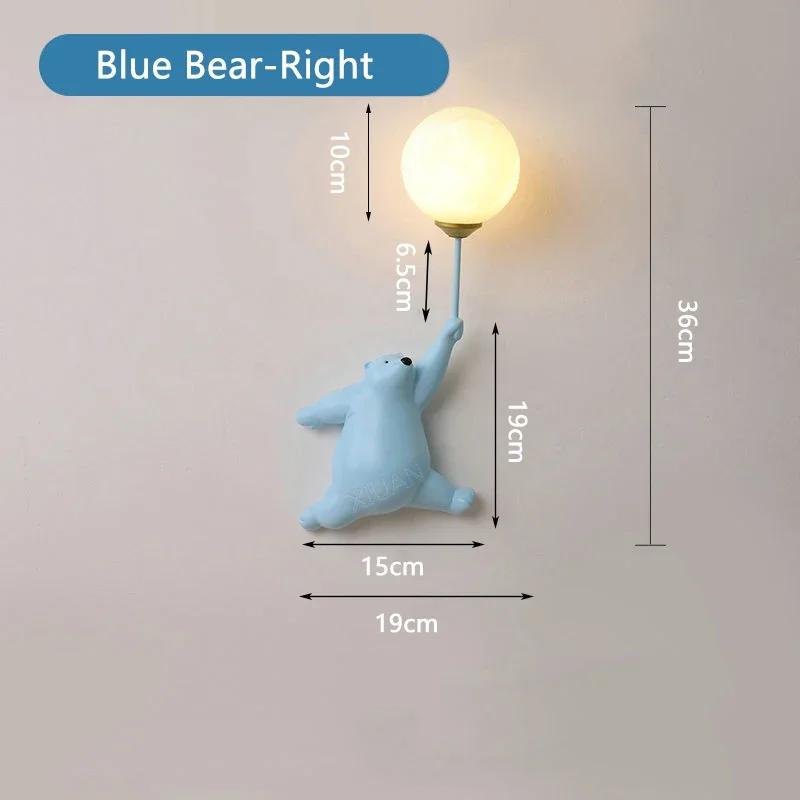 Nordic Creative LED Teddy Bear Cartoon Настенный светильник для детской спальни, прикроватный, синий, белый, розовый, теплый, уютный фон