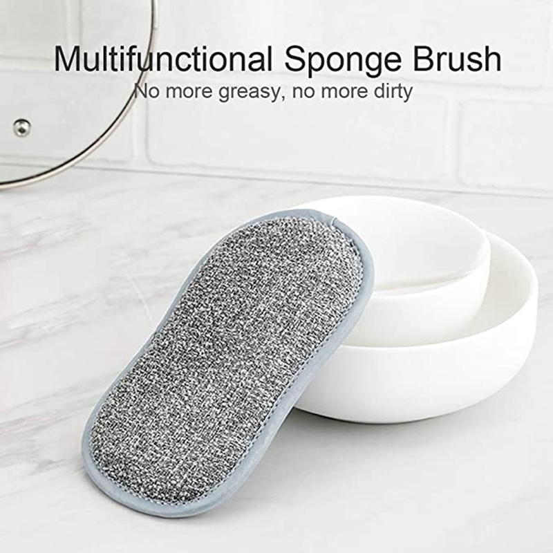 3 Pcs Kitchen Cleaning Sponge for Dish Non-Scratch Microfiber Sponge Scrubber Kitchen Home Cleaning Pot Pan Dish Washer Sponge