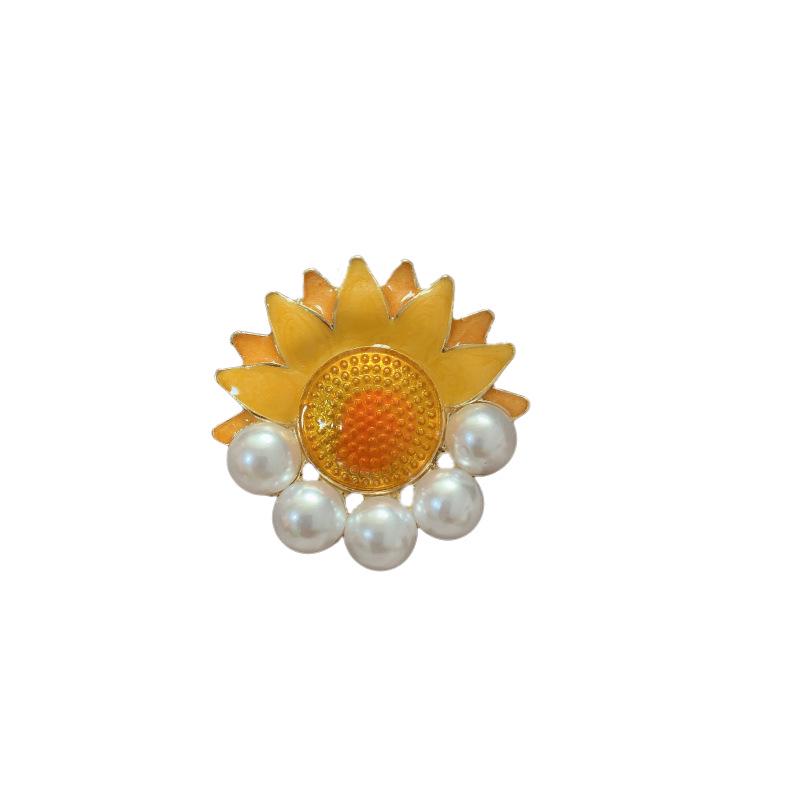 Ретро-эмалевая брошь в стиле Ван Гога: Аксессуар для корсажа с бриллиантами в виде абрикосового подсолнуха, солнца и луны