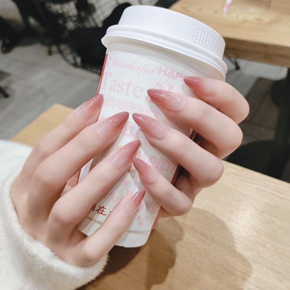 24 шт./коробка Женская мода Маникюрный инструмент Полное покрытие Носимые Накладные ногти Кончики ногтей Стилет Накладные ногти