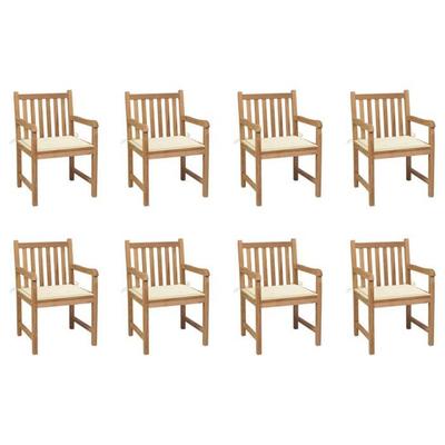 Maison Exclusive - Chaises De Jardin Lot De 8 Avec Coussins Crème Bois Teck Massif
