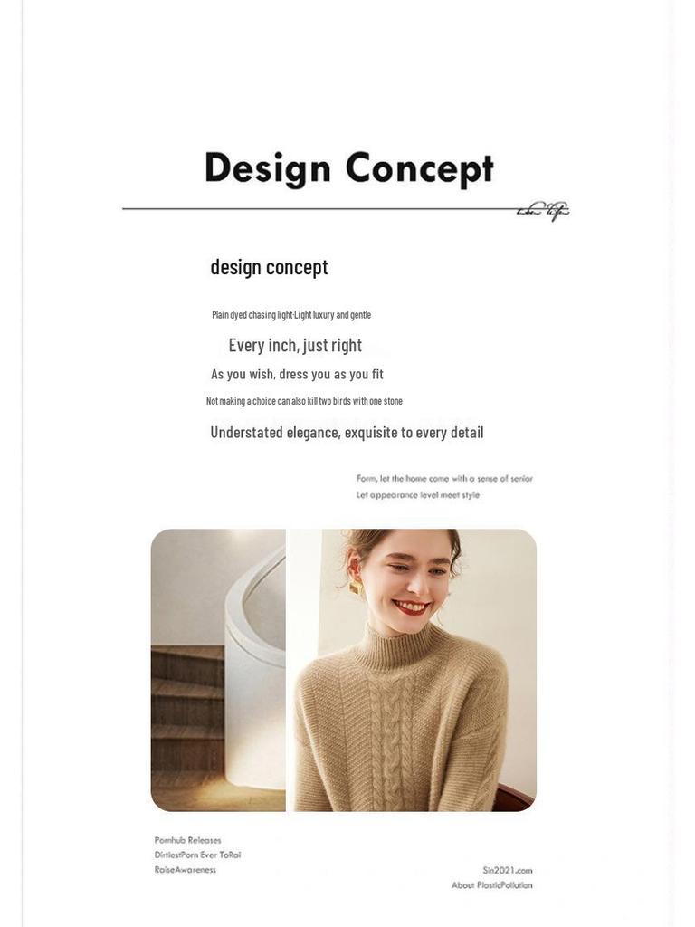 Женский кашемировый пуловер с полувысоким воротом и длинными рукавами - Однотонный, Повседневный, Свободный, Утепленный для осени/зимы.