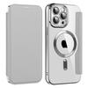 Чехол для телефона для iPhone 14 Pro Max, совместимый с MagSafe, с RFID-блокировкой, слотами для карт, из ПУ кожи + ТПУ, с гальваническим покрытием, прозрачная задняя крышка-книжка с защитной пленкой для объектива