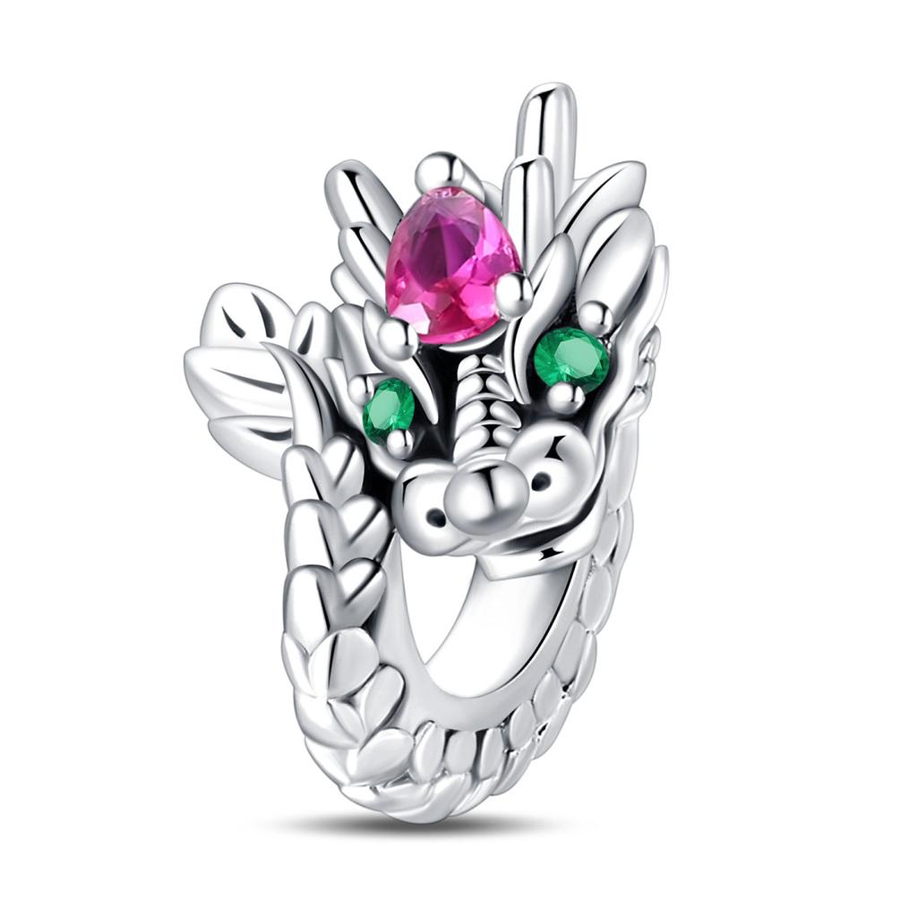Горячая Распродажа 925 Стерлинговое серебро Медь Разноцветный и Черный Маленький Шарм-Подвеска Дракон Подходит для Браслета Прекрасные Циркониевые Аксессуары Подарки