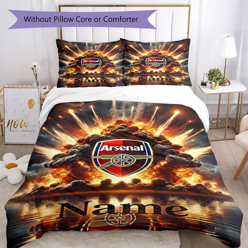 3Pcs Custom Name Arsenal Football Club Bedding Set Duvet Cover Closure Includes 1Duvet Cover 2Pillowcases Soft And Comfortable For All Seasons