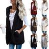 2021 Autumn Winter Hooded Faux Fur Vest Women Fluffy Warm Cardigan Coat Vests with Pockets Female Streetwear Sherpa Jacket
