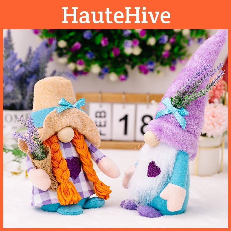 Adorable Lavender Love Heart Faceless Doll Figurine Creative Rudolf Decoration Piece