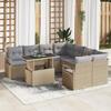 vidaXL 9-Piece Garden Sofa Set with Beige Poly Rattan Cushions, 2-Seater Garden Sofa vidaXL 3357533