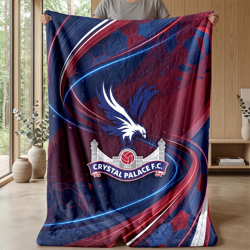 Crystal Palace Football Print Flannel Blanket, Soft Warm Lightweight Throw Blanket for Sofa Bed Camping