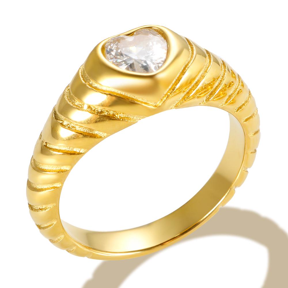 Роскошное кольцо с сердечком из нержавеющей стали 316 для женщин, высококачественные кольца с персиковым сердечком и цирконием, кольца на палец, ювелирные изделия