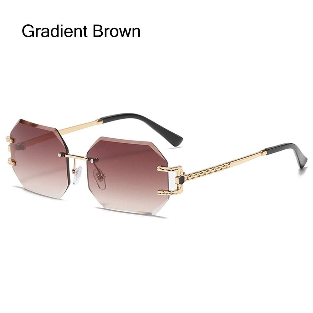 Rimless Sunglasses Gradient Sunglasses UV400 Women Shades Eyewear Ladies Eyeglasses Summer Fashion Frameless Sun Glasses