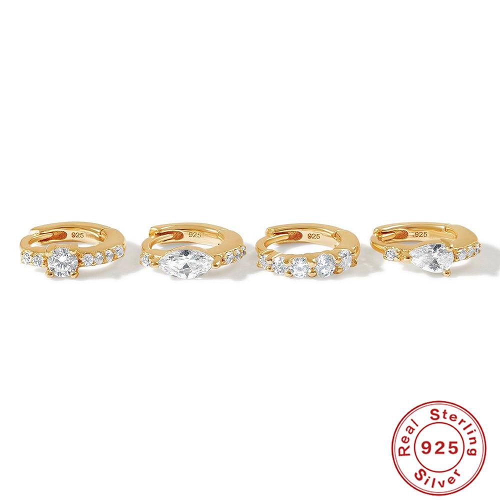 Роскошный набор с бриллиантами Премиум Серьги-кольца с пряжкой для ушей Модные серьги Серьги Серьги Пряжка для ушей Стерлинговое серебро S925