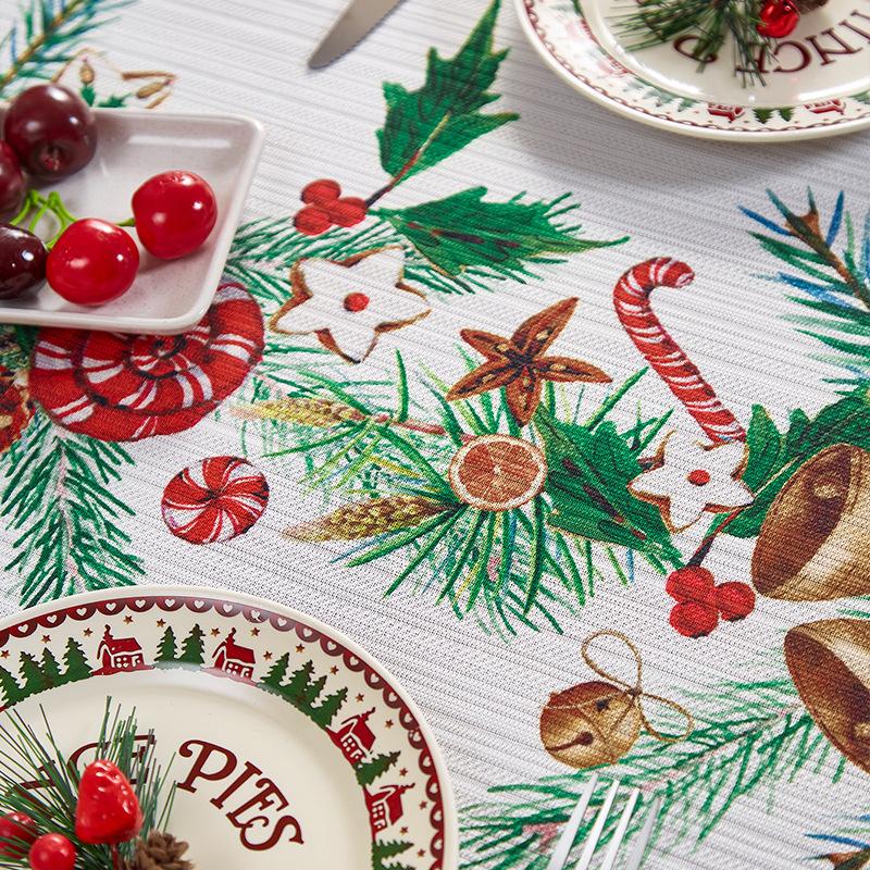 Christmas Bell Print Tablecloth Cover Decoration Rectangular Waterproof Table Cloth Party Decorative Table Mat Tablecloths