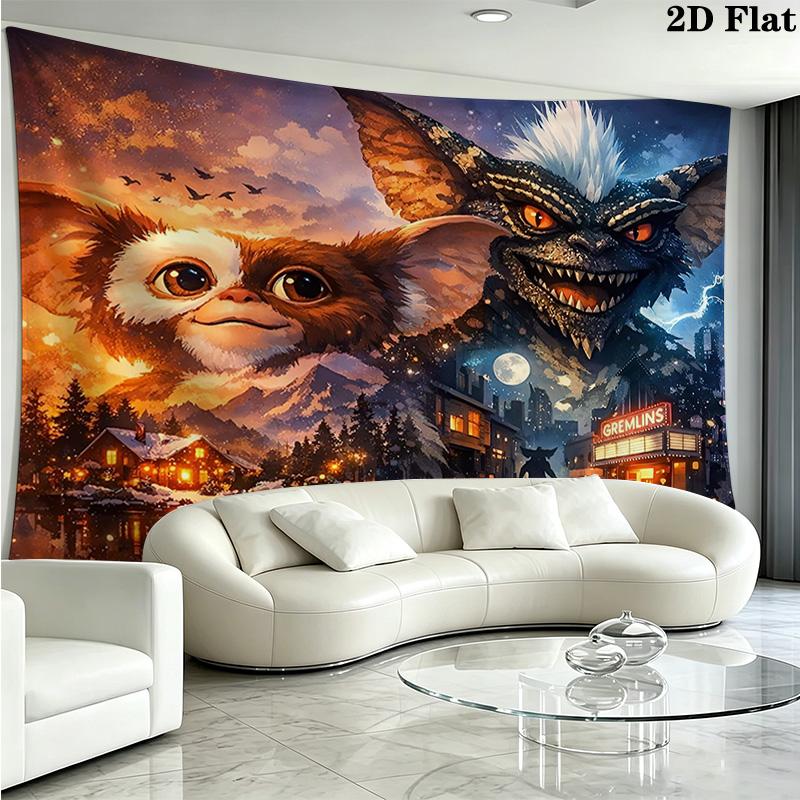 Gremlins Wall Tapestry Aesthetic Wall Hanging Printed Fabric Blanket Decorative Tapestries for Bedroom Living Room Home Decor